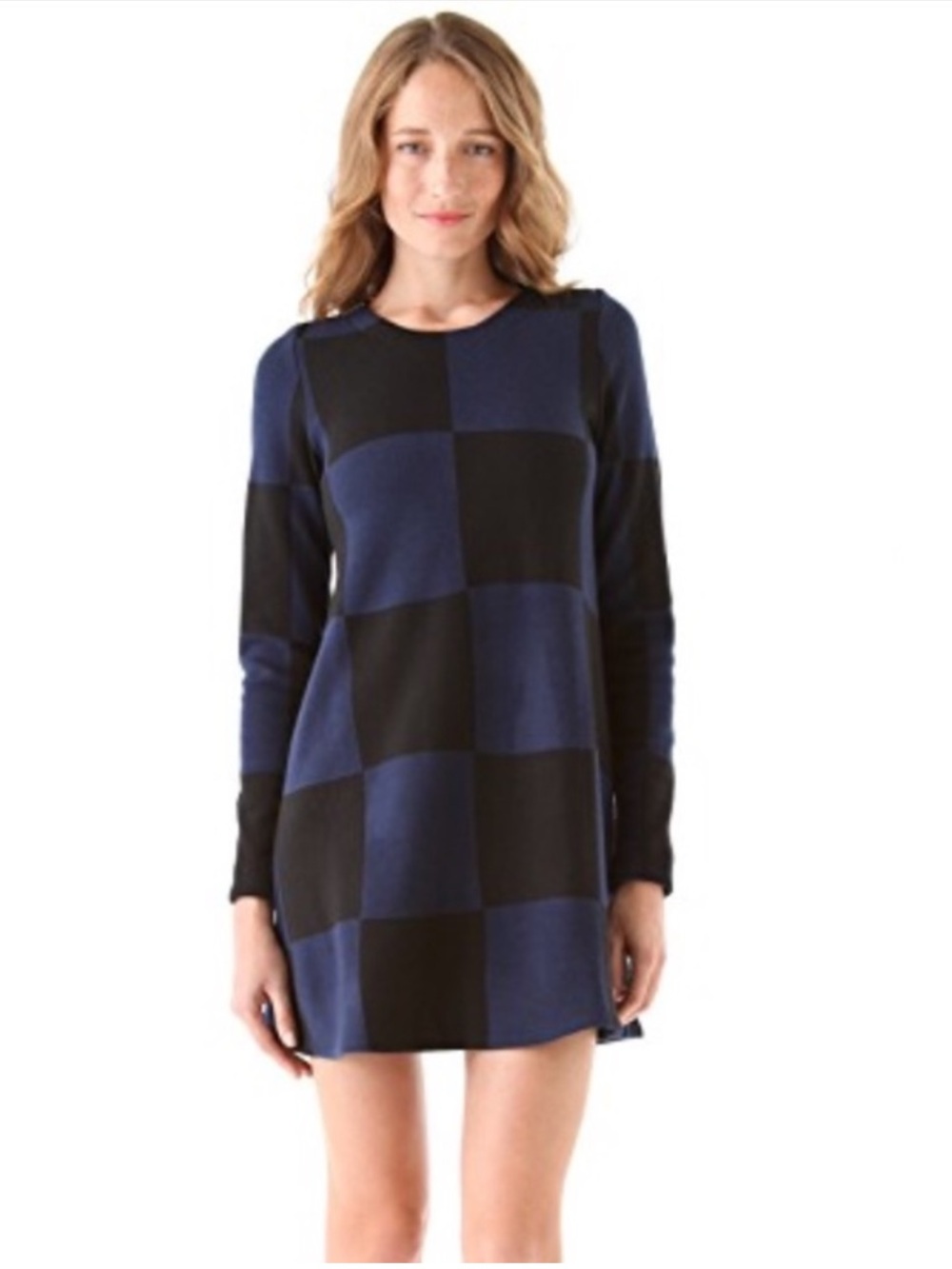Marc by Marc Jacobs blue and black checkered long sleeve mini dress
